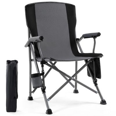 Camping Chair for Adults,Portable Folding Lawn Chair for Outside,Heavy Duty Camping Chair Support up to 330lbs,Collapsible Outdoor Chair with Cup Holder(Grey)