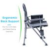 Camping Chair for Adults,Portable Folding Lawn Chair for Outside,Heavy Duty Camping Chair Support up to 330lbs,Collapsible Outdoor Chair with Cup Holder(Grey) view 3
