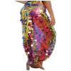 Agoky Womens Shiny Big Sequins Skirt Belly Dance Hip Skirts Rave Party Hip Wrap Long Skirt Costume Gold Large view 3