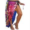 Agoky Womens Shiny Big Sequins Skirt Belly Dance Hip Skirts Rave Party Hip Wrap Long Skirt Costume Gold Large view 4