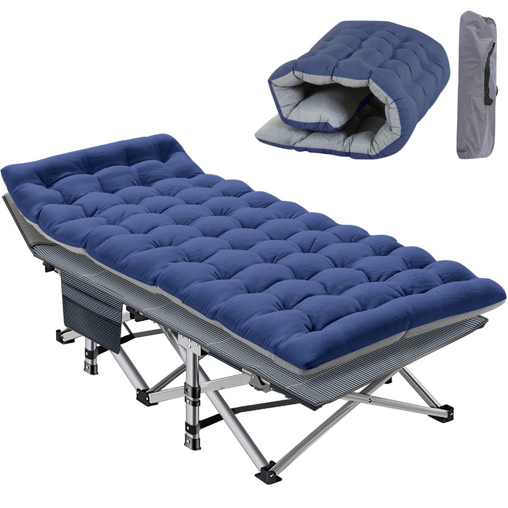 Slsy Oversized XXL Folding Camping Cot for Adults with Pad, Padded Portable Sleeping Cots, Camp Bed with Carry Bag for Outdoor Travel, Beach, Hiking