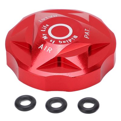Bike Front Fork Cover, Suspension Cap, Front Fork Air Chamber Cover with 3 Washer, Shock Absorption Air Gas Shoulder Cover Valve Protector Parts for Mountain Bike Road Bike MTB Protection(Red)