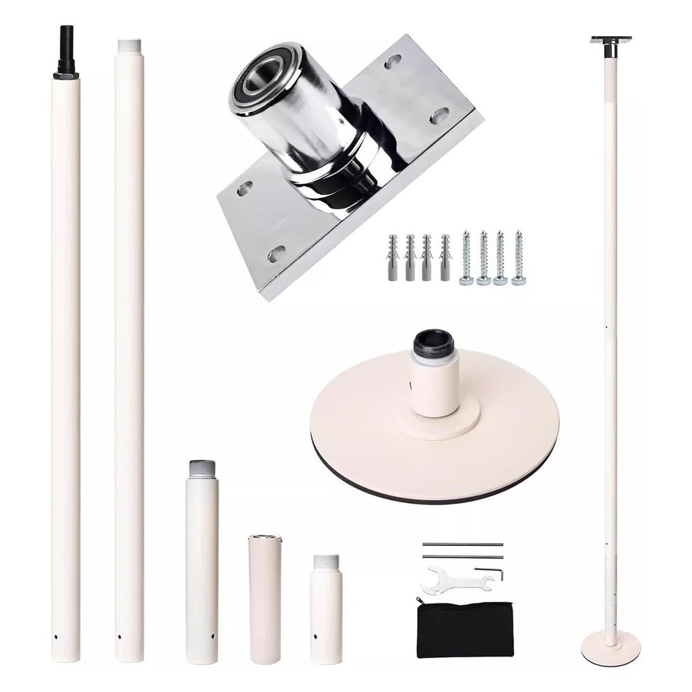 YLQFGUVWK Home Pole Dance Pole Striptease Pole, Rotating/Static Dance Pole Fitness Pole 45mm Pole Dance Pole, 440 Lbs Load Capacity (Color : White, Size : 2.23-2.74m (7.3ft-9ft))