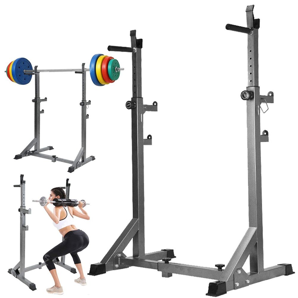 Folding Dumbbell Bench Fitness Barbell Rack - 660LBS Max Load Adjustable Squat Stand Dipping Station Gym Weight Lifting Bench Press Stand, Home Gym Fitness Squat Rack Dip Stand, Height