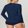 IUGA Rash Guard for Women UPF 50+ SPF UV Protection Long Sleeve Workout Tops with Pockets Dry Fit Hiking Swim Shirt Midnight Blue view 2