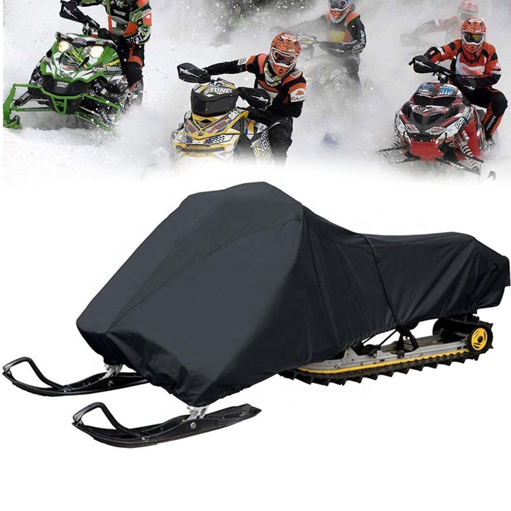 Trailerable Snowmobile Cover, Heavy Duty Waterproof Fabric, Snow Machine Cover with Tested Water Resistance, Snowmobile Storage Cover (Color : Black, Size : 115" L x51 W x48 H)