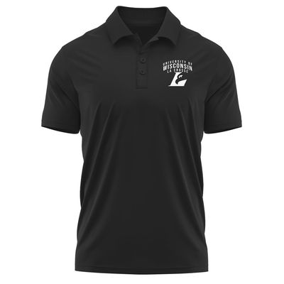 Campus Lab University of Wisconsin-La Crosse Adult Men's Polo Left Chest Logo, Black, Small
