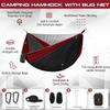 Camping Hammock, Portable Hammocks with Mosquito Net,Lightweight Nylon Parachute Hammock with 10ft Tree Straps,Camping Gear Must Haves for Travel Hiking Backpacking Beach Patio-Black&Red view 2