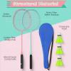 Chitidr 12 Pack Badminton Rackets Set Including Badminton Racquets, Nylon Shuttlecocks and Carry Bag for Outdoor Backyard Games Beginners(12 Pack,Mint Green, Foam Pink) view 2