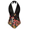 FOR U DESIGNS Push up One Piece Swimsuit Tummy Control Bathing Suit for Women Slimming Swimwear Size XL Halter String Sexy Bikini Mushroom Print view 1