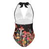 FOR U DESIGNS Push up One Piece Swimsuit Tummy Control Bathing Suit for Women Slimming Swimwear Size XL Halter String Sexy Bikini Mushroom Print view 2