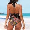FOR U DESIGNS Push up One Piece Swimsuit Tummy Control Bathing Suit for Women Slimming Swimwear Size XL Halter String Sexy Bikini Mushroom Print view 4