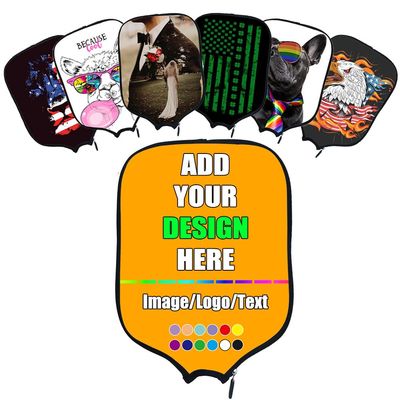 Custom Rackets Cover, Customized Pickleballs Paddle Protective Covers with Your Image Logo Name, Holder Fits Most Paddles, Orange