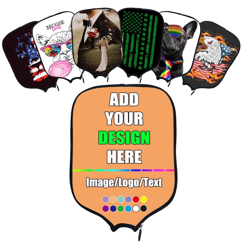 Custom Pickleballs Paddles Cover, Personalized Rackets Cover with Design Your Photo Text Logo, Fits Most Racquet, 8.5"x11.5", SandyBrown