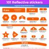 LOOM Reflective Stickers Mega Kit (101pcs Orange) Nighttime Safety Waterproof Self-Adhesive Decals for Helmets, Skateboard, Bike, Scooter, E-Bike, Motorcycle & Strollers  Bright Colors view 3