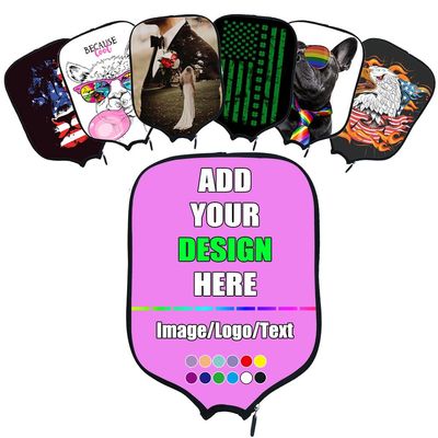 Custom Pickleballs Paddle Cover, Customized Racquet Cover with Photo Text Logo, Neoprene Cover Paddle Case Rackets Cover, Violet