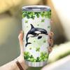 Hyturtle Personalized Gifts Orca Lover - With Lucky Four Leaf Clover Custom Name Coffee Tumbler Cup Stainless Steel 20oz, Sea Animal Lover Gifts For Women, Girl On Birthday, St Patricks Day view 3