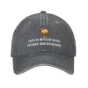 Saftbak Funny Hat Life is Better with Cigars and Bourbon Hat for Men Dad Hats Graphic Caps Deep Heather view 1