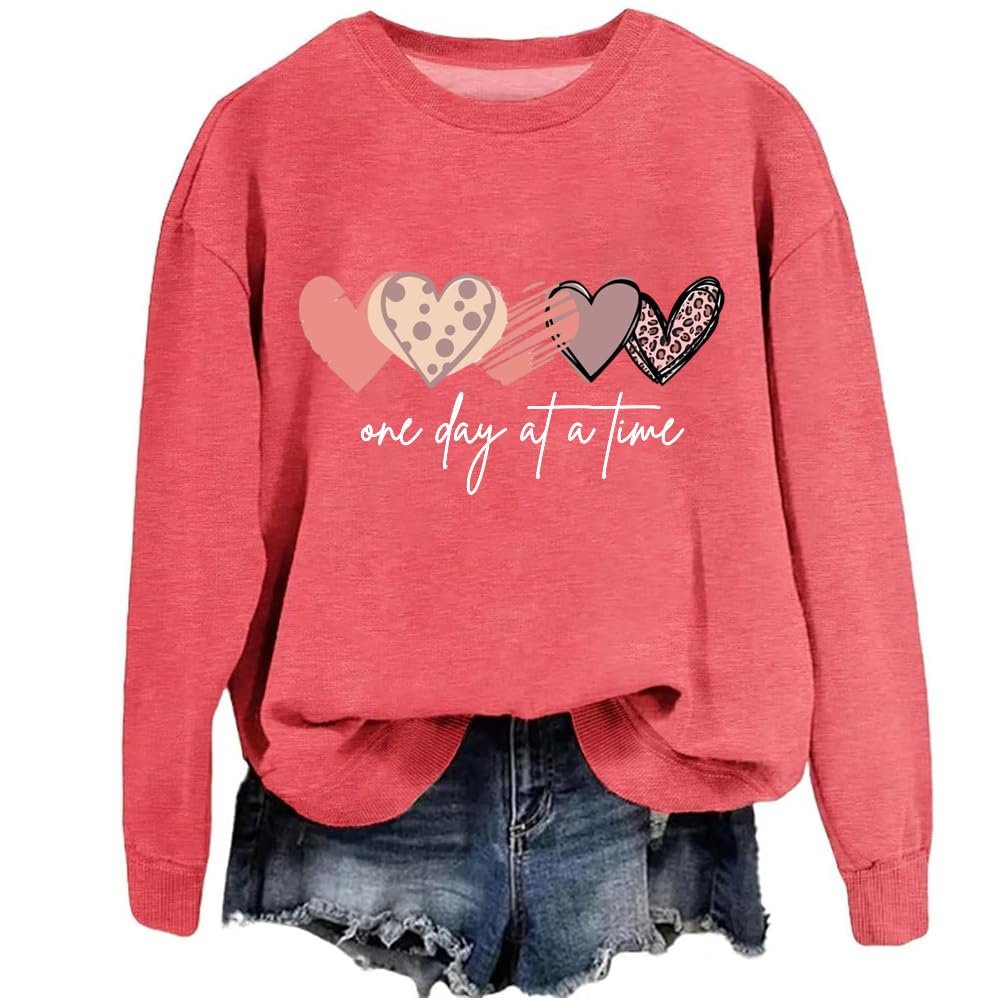 Fiogomis One Day at a Time Sweatshirt Mental Health Sweatshirts for Women Positive Message Sweatshirts Inspirational Gifts
