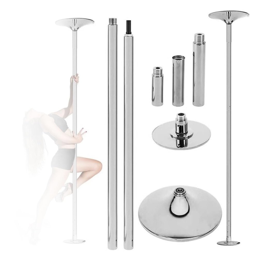 YLQFGUVWK Stripper Pole with Mounting Plate, Rotating/Static Dance Pole Fitness Pole 45mm Pole Dance Pole, 440 Lbs Weight Capacity, Removable and Adjustable