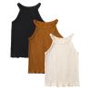 ROMPERINBOX Toddler Tank Tops Girls 3 Pack Ribbed Knit Multipacks Halter Top Camisoles Undershirt 3-7 Years(Black/Beige/Brown,7Y) view 1