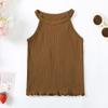 ROMPERINBOX Toddler Tank Tops Girls 3 Pack Ribbed Knit Multipacks Halter Top Camisoles Undershirt 3-7 Years(Black/Beige/Brown,7Y) view 3