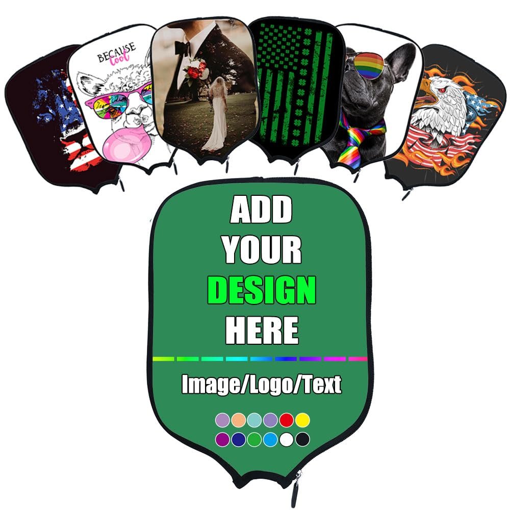 Custom Padded Pickleballs Paddle Cover with Your Own Picture Name Logo, Customized Rackets Cover Personalized Pickle Ball Paddle Case, Seagreen