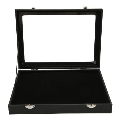 MUNEFE Brooch Display Box,Clear Lass Lid Pin Collection Display Case,Bade Storae Desktop Display Box for Jewellery Collection(Medium)