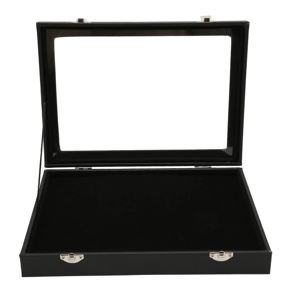 MUNEFE Brooch Display Box,Clear Lass Lid Pin Collection Display Case,Bade Storae Desktop Display Box for Jewellery Collection(Medium)
