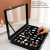 MUNEFE Brooch Display Box,Clear Lass Lid Pin Collection Display Case,Bade Storae Desktop Display Box for Jewellery Collection(Medium) view 3