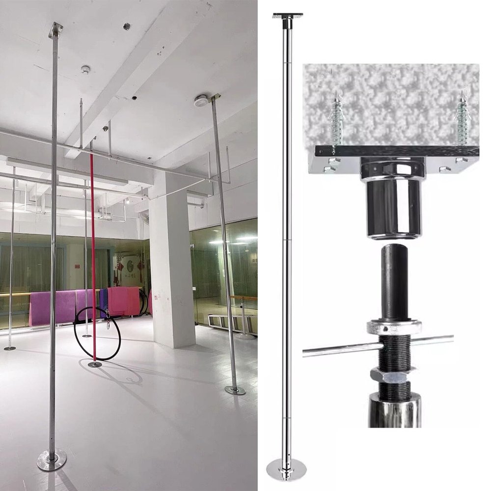 NUNETH Ceiling Mounting Stripper Pole 7ft 8ft 9ft 10ft 11ft 12ft, Commercial Permanent Dance Pole for Pub Gym Club Yoga Room, Static & Spinning Fitness Pole (Color : Height 2.23-3.74m(7.3ft-12.3ft))