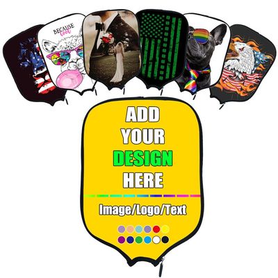 Custom Pickleballs Paddle Cover, Customized Racquet Cover with Photo Text Logo, Neoprene Cover Paddle Case Rackets Cover, Gold