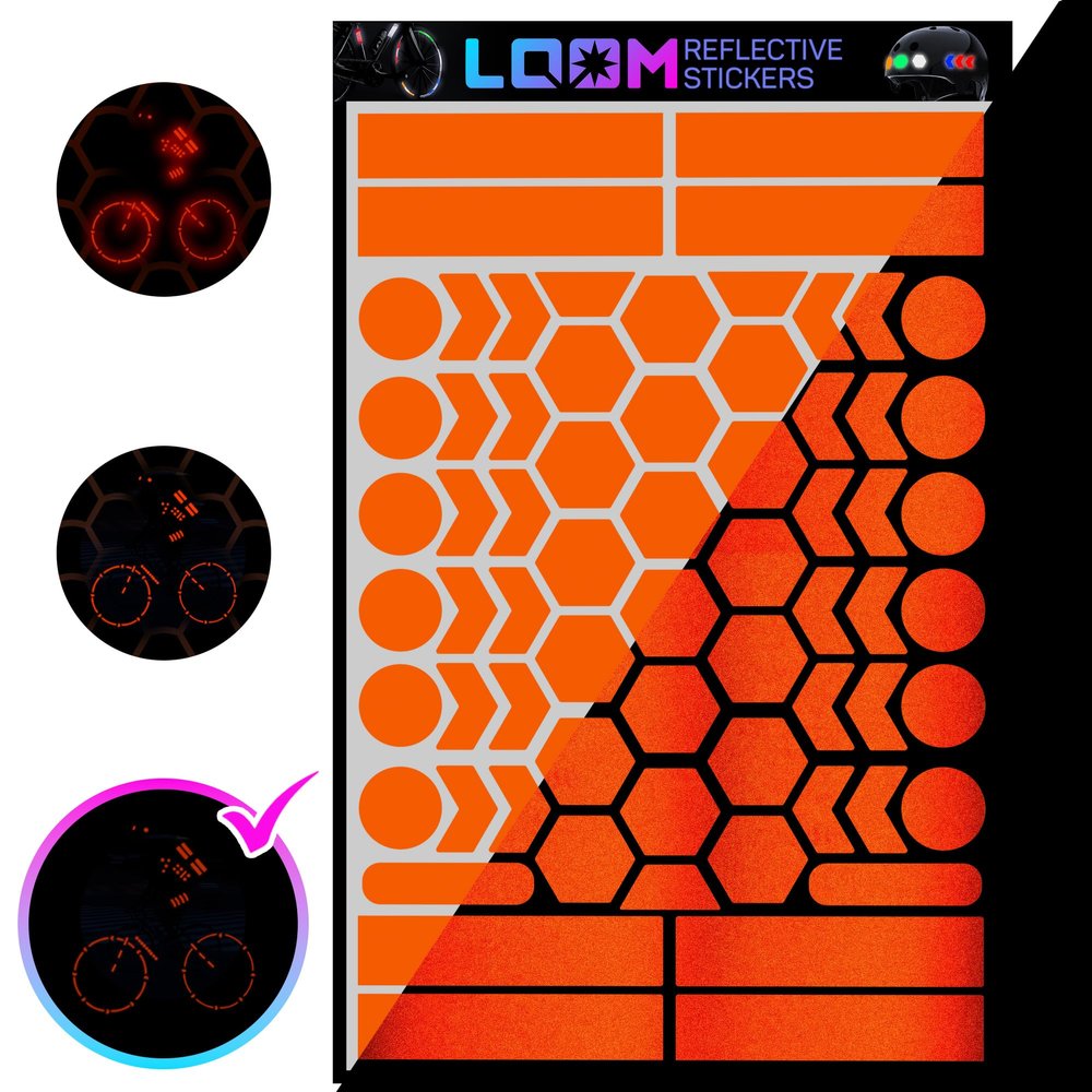 LOOM Reflective Stickers | 67pc Engineer Org | Reflective Stickers for Helmet, Bike, Motorcycle, Hard Hat | Waterproof Reflectors for Car, Trailer | Bike Reflectors for Night Riding