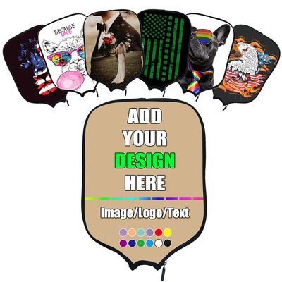 Custom Padded Pickleballs Paddle Cover with Your Own Picture Name Logo, Customized Rackets Cover Personalized Pickle Ball Paddle Case, Tan