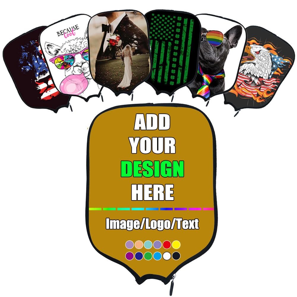 Custom Padded Pickleballs Paddle Cover with Your Own Picture Name Logo, Customized Rackets Cover Personalized Pickle Ball Paddle Case, DarkGoldenrod