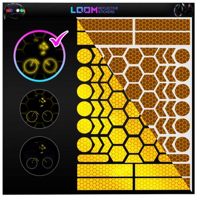 LOOM Reflective Stickers | 67pc Brilliant YLW | Reflective Stickers for Helmet, Bike, Motorcycle, Hard Hat | Waterproof Reflectors for Car, Trailer | Bike Reflectors for Night Riding