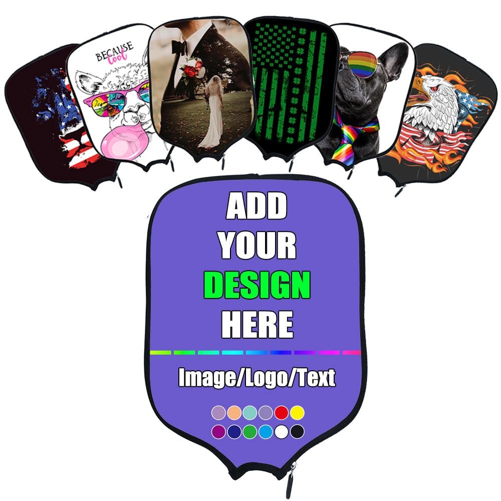 Custom Rackets Cover, Customized Pickleballs Paddle Protective Covers with Your Image Logo Name, Holder Fits Most Paddles, Slateblue