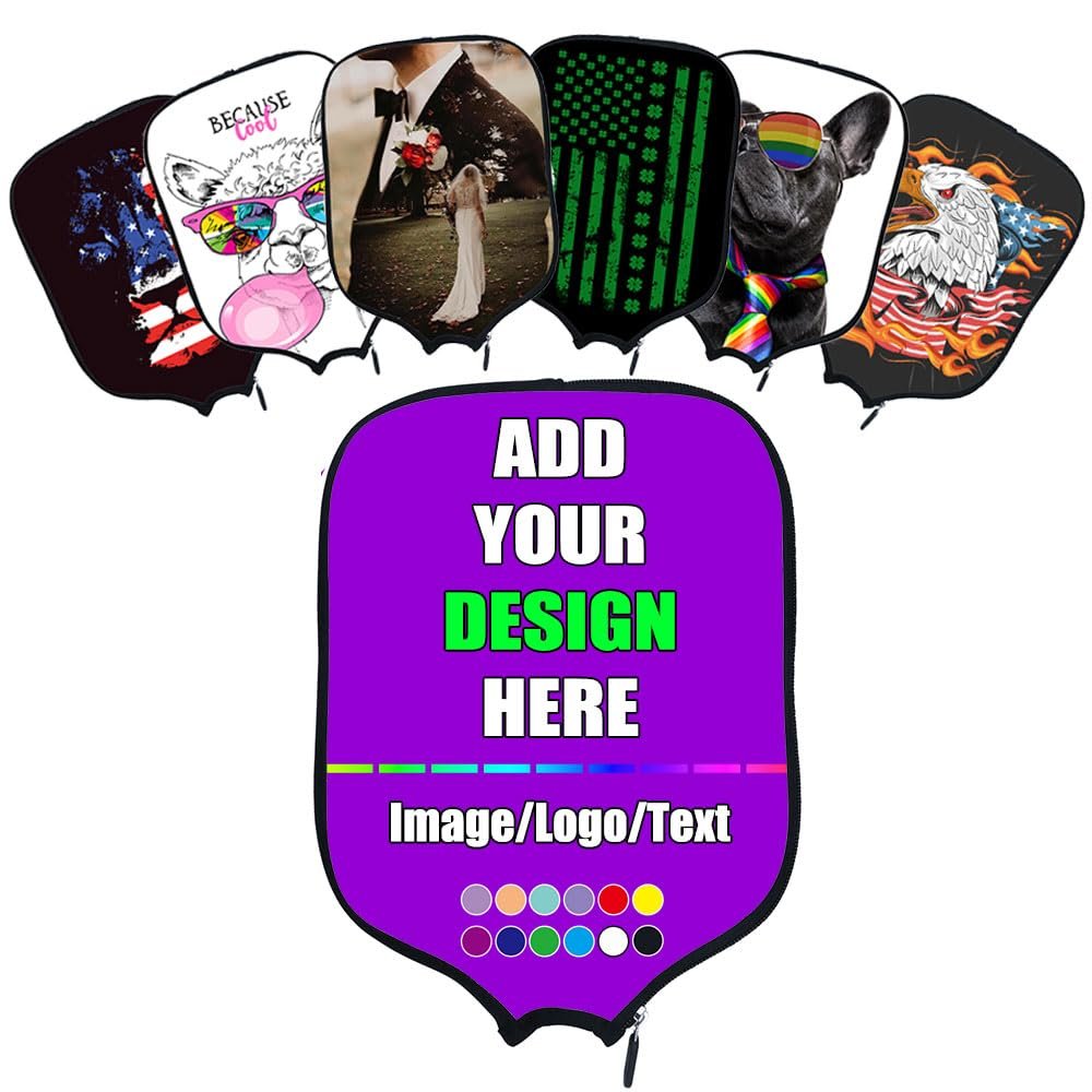 Custom Pickleballs Paddles Cover, Personalized Rackets Cover with Design Your Photo Text Logo, Fits Most Racquet, 8.5"x11.5", DarkViolet