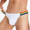Wayonge Mens Ice Silk Briefs with Rainbow Stripes for Men Mesh Triangle Underwear Mens Brief Underpanties (Medium,White) view 2