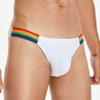Wayonge Mens Ice Silk Briefs with Rainbow Stripes for Men Mesh Triangle Underwear Mens Brief Underpanties (Medium,White) view 4
