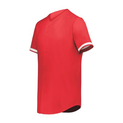 Augusta Sportswear Cutter+ Full Button Baseball Jersey Scarlet/White L