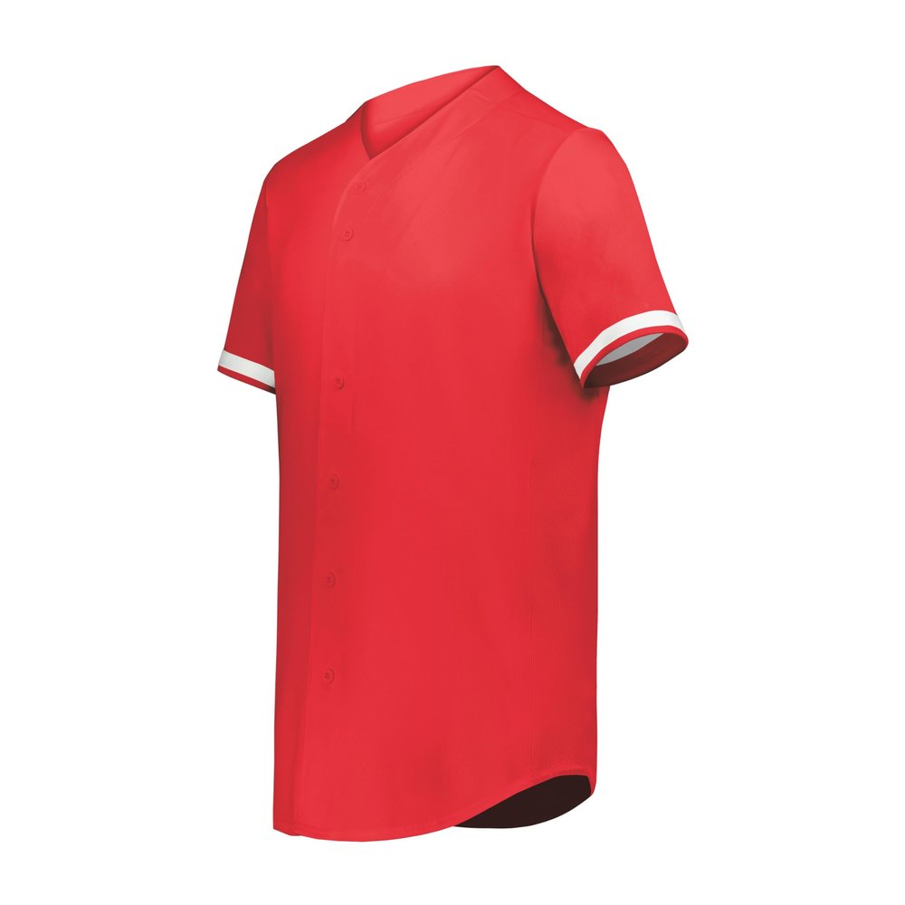 Augusta Sportswear Cutter+ Full Button Baseball Jersey Scarlet/White L