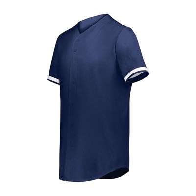 Augusta Sportswear Cutter+ Full Button Baseball Jersey Navy/White L
