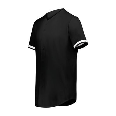 Augusta Sportswear Cutter+ Full Button Baseball Jersey Black/White 2XL