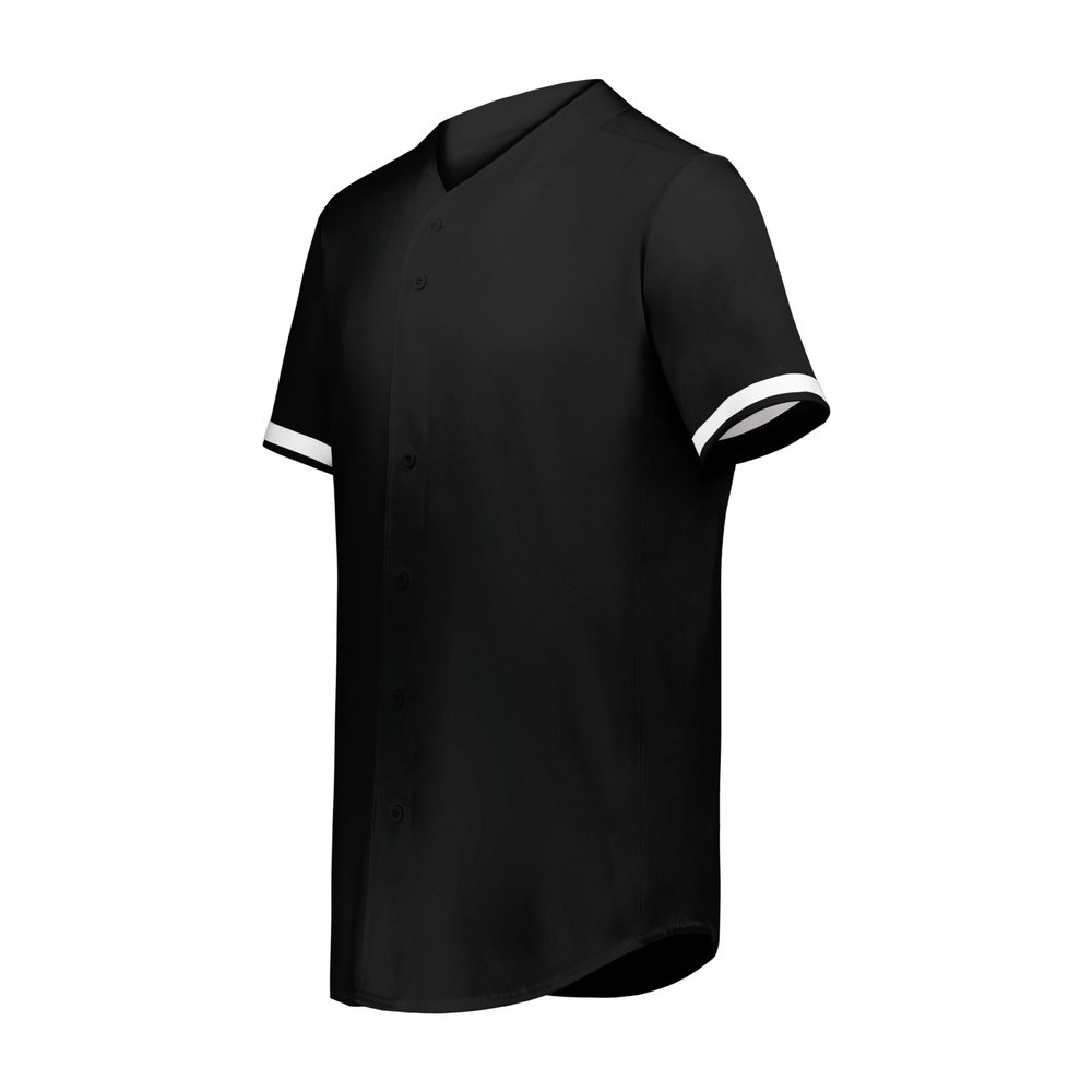 Augusta Sportswear Cutter+ Full Button Baseball Jersey Black/White 2XL