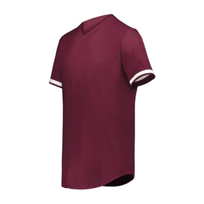 Augusta Sportswear Cutter+ Full Button Baseball Jersey Maroon/White XL