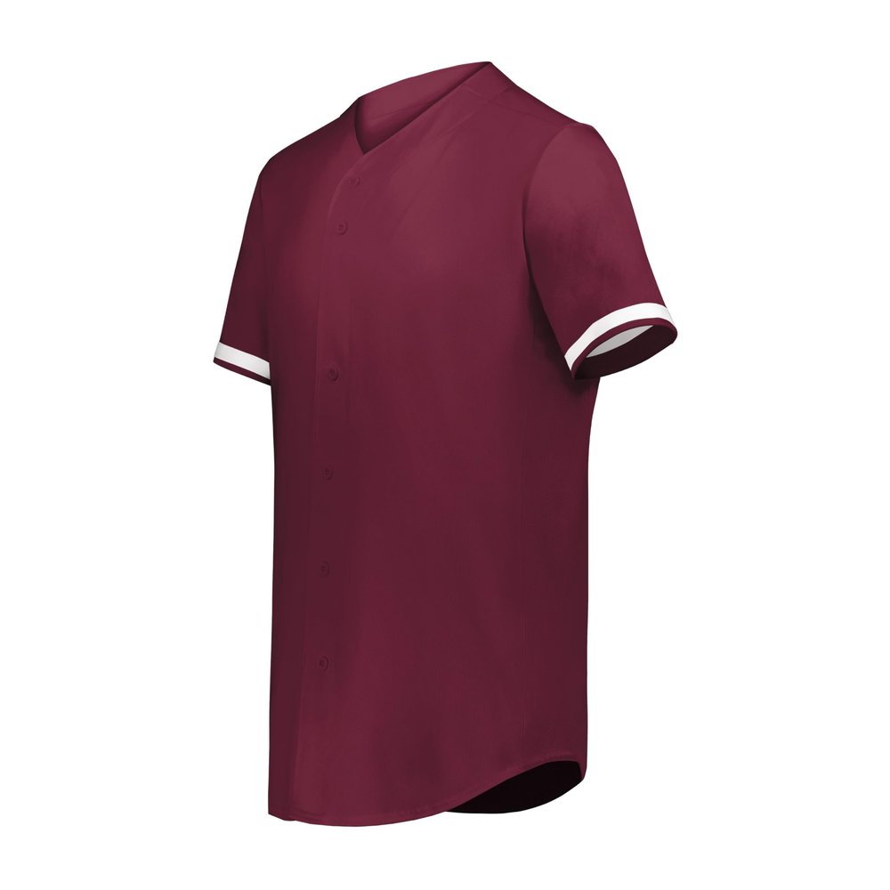 Augusta Sportswear Cutter+ Full Button Baseball Jersey Maroon/White XL