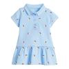 UNIYOUTH Girl's Polo Dress, Ruffle Pique Shirtdress School Uniform for Kids Toddler Baby Children with Short Sleeve, Ice Cream-Blue, 5T view 1