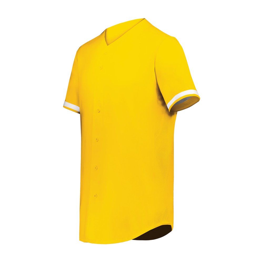 Augusta Sportswear Cutter+ Full Button Baseball Jersey Gold/White S