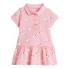 UNIYOUTH Girl's Polo Dress, Ruffle Pique Shirtdress School Uniform for Kids Toddler Baby Children with Short Sleeve, Pony-Pink, 7T view 1
